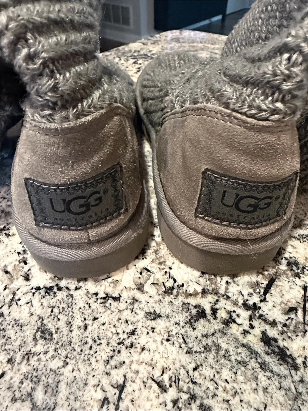 UGG Gray Knit Cardi Button Tall Boots